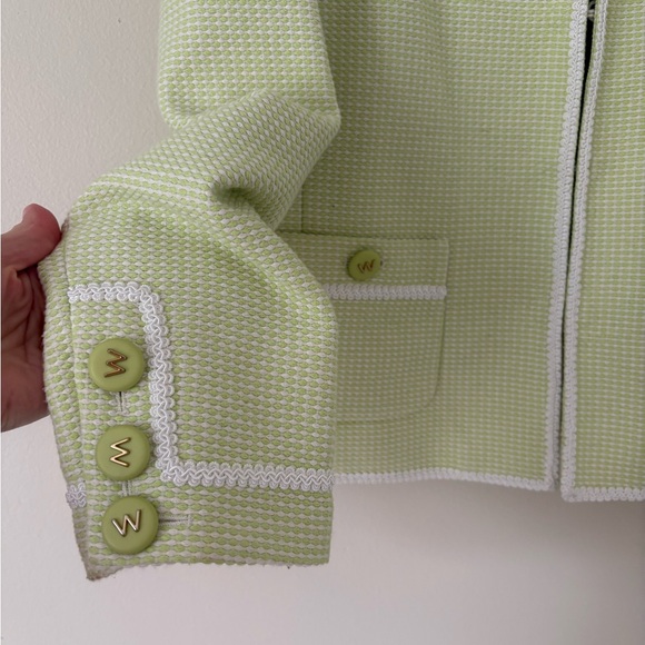 Worth New York Woven Green and White Clasp Blazer Jacket Size 8 - Picture 6 of 8